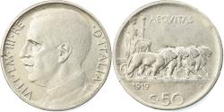 World Coins - Coin, Italy, Vittorio Emanuele III, 50 Centesimi, 1919, Rome, Tranche striée