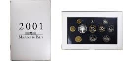 World Coins - France, Coffret 1 c. à 100 frs., 2001, Monnaie de Paris, Proof,