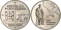 World Coins - Portugal, 200 Escudos, California, 1992, Lisbon, Copper-nickel,
