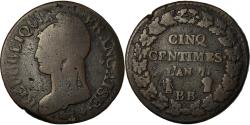 World Coins - Coin, France, Dupré, 5 Centimes, AN 7, Strasbourg, , Bronze, KM:640.4