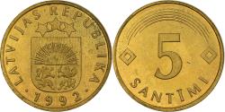 World Coins - Coin, Latvia, 5 Santimi, 1992, , Nickel-brass, KM:16