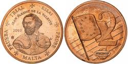 World Coins - Malta, Medal, 2 C, Essai Trial, 2003, Exonumia, MS(60-62), Copper Plated Steel