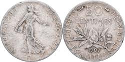 World Coins - France, 50 Centimes, Semeuse, 1907, Paris, Silver, , Gadoury:420