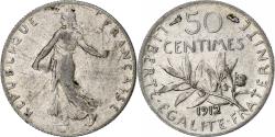 World Coins - France, 50 Centimes, Semeuse, 1912, Paris, Silver, , Gadoury:420
