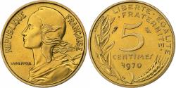 World Coins - France, 5 Centimes, Marianne, 1970, Paris, FDC, Aluminum-Bronze,
