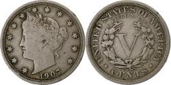 Us Coins - United States, 5 Cents, Liberty Nickel, 1907, U.S. Mint, Copper-nickel