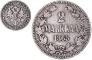 World Coins - Coin, Finland, Alexander II, 2 Markkaa, 1865, Helsinki, , Silver