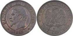 World Coins - France, Napoleon III, 2 Centimes, 1855, Strasbourg, Dog, Bronze,