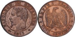 World Coins - France, Napoleon III, 5 Centimes, 1855, Strasbourg, ancre, Bronze,