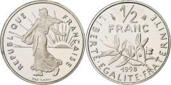 World Coins - France, 1/2 Franc, Semeuse, 1998, MDP, Proof, Nickel,