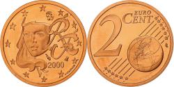 World Coins - France, 2 Euro Cent, Proof, 2000, Monnaie de Paris, Copper Plated Steel
