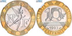 World Coins - France, 10 Francs, Génie, 1993, Monnaie de Paris, BU, Bi-Metallic, NGC,