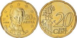 World Coins - Greece, 20 Euro Cent, 2004, Athens, , Brass, KM:185