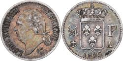 World Coins - France, Louis XVIII, 1/4 Franc, 1823, Paris, Silver,