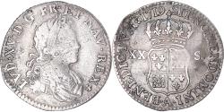 World Coins - Coin, France, Louis XV, 1/6 Écu (XX – S) de France-Navarre, 20 Sols, 1/6 ECU