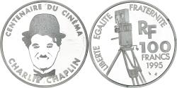 World Coins - Coin, France, Charlie Chaplin, 100 Francs, 1995, Paris, Proof,