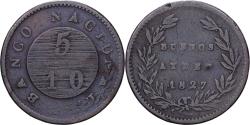 World Coins - Argentina, 5/10 Réal, 1827, Buenos Aires, Copper, , KM:3