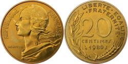 World Coins - France, 20 Centimes, Marianne, 1980, Paris, Aluminum-Bronze,