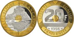 World Coins - Coin, France, Mont Saint Michel, 20 Francs, 1998, Paris, Proof,