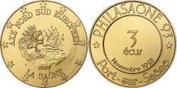 World Coins - France, 3 Ecu, Port-sur-Saône, 1993,