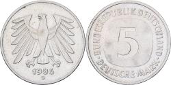 World Coins - Federal Republic of Germany, 5 Mark, 1986, Karlsruhe, Copper-Nickel Clad Nickel