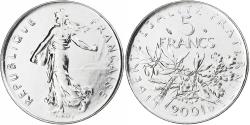 World Coins - France, 5 Francs, Semeuse, 2001, Monnaie de Paris, BU, Nickel Clad