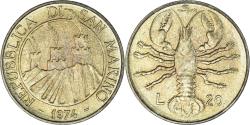 World Coins - Coin, San Marino, 20 Lire, 1974, Rome, , Aluminum-Bronze, KM:34