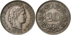 World Coins - Switzerland, 20 Rappen, 1951, Bern, Copper-nickel, , KM:29a