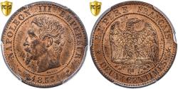 World Coins - France, Napoleon III, 2 Centimes, 1853, Marseille, Bronze, PCGS,