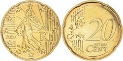 World Coins - France, 20 Euro Cent, 2007, BU, , Brass, Gadoury:5., KM:1411