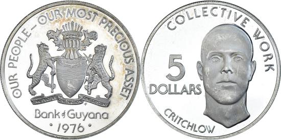 コレクション 1980 Guyana 5 Dollar silver coin 5 dollars 1976-1980 - Independence, Guyana