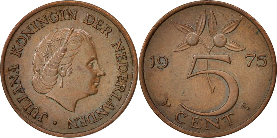 Netherlands Juliana 5 Cents 1975 Bronze Km181 European Coins 