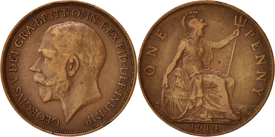 Georgivs V Dei Gra 1914 Penny Value Great Britain, George V, Penny, 1914, , Bronze, KM:810 | European Coins