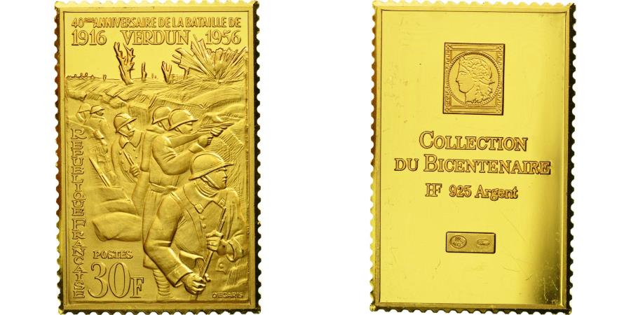 France Medal Timbre Bicentenaire Bataille De Verdun 40eme Anniversaire