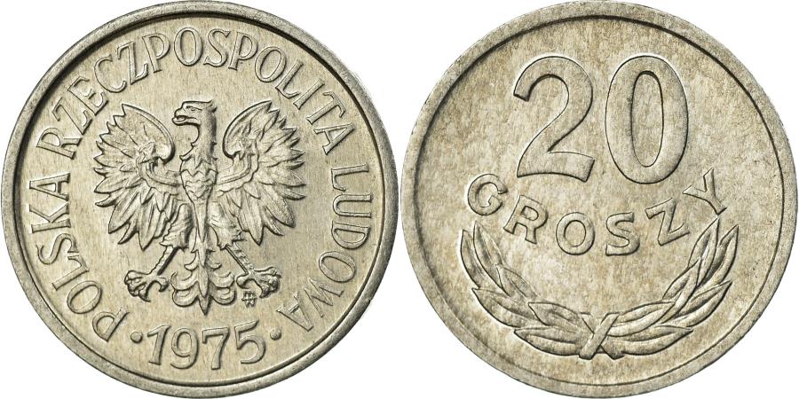 World Coins - Coin, Poland, 20 Groszy, 1975, Warsaw, , Aluminum, KM:A47