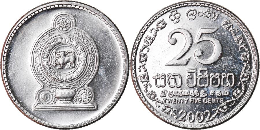 Coin Sri Lanka 25 Cents 02 Nickel Clad Steel Km 141a