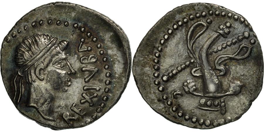 Coin, Mauretanian Kingdom, Juba II, Denarius, Caesarea, Pozzi 3322