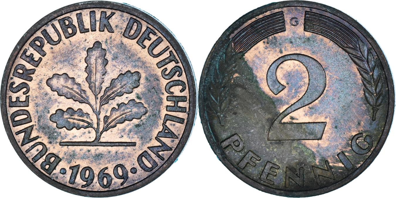 2 Pfennig 1963 J Nicht Magnetisch Wert Coin, Germany, 2 Pfennig, 1969 | European Coins