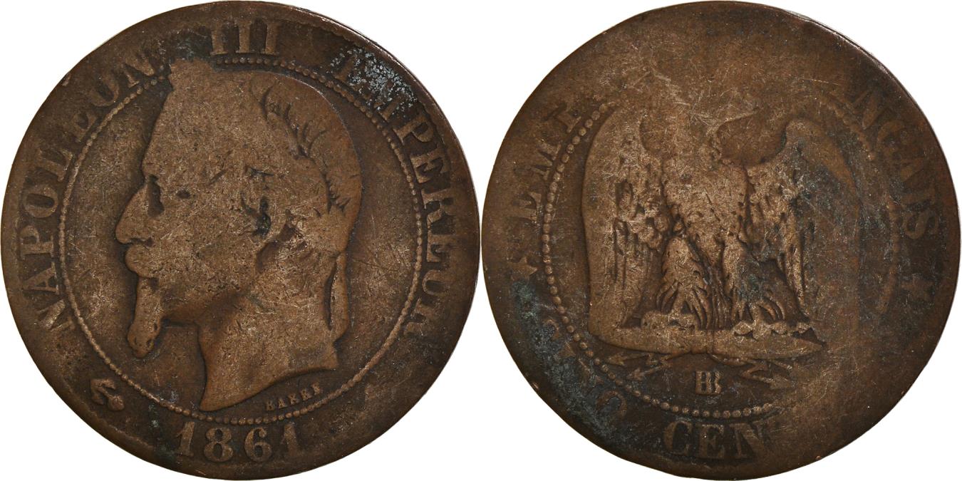 Coin, France, 5 Centimes, 1861 | European Coins