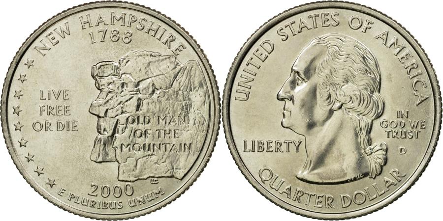 1 доллар 2000 года. Монета Live free or die. USA 2000. Четверть доллара горы 2000. Quarter Dollar Live free or die.