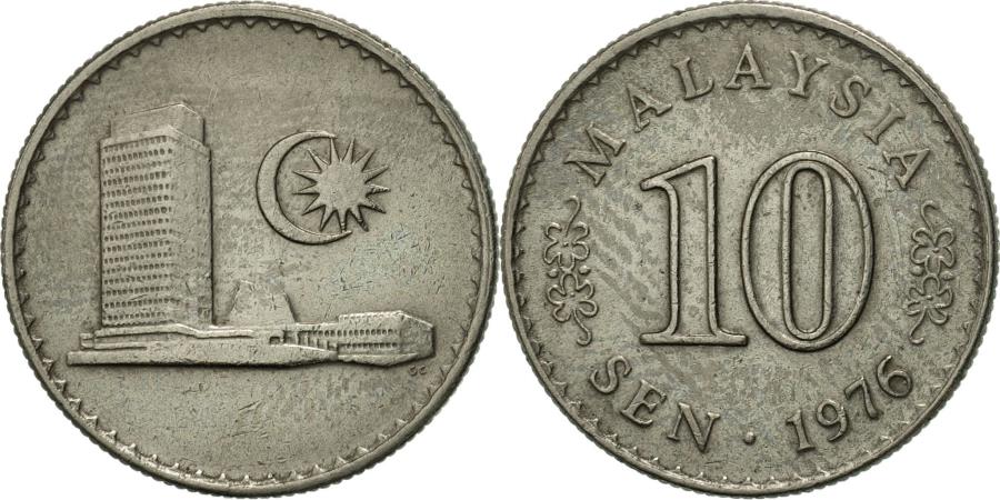 Malaysia, 10 Sen, 1976, Franklin Mint, , Copper-nickel, KM:3