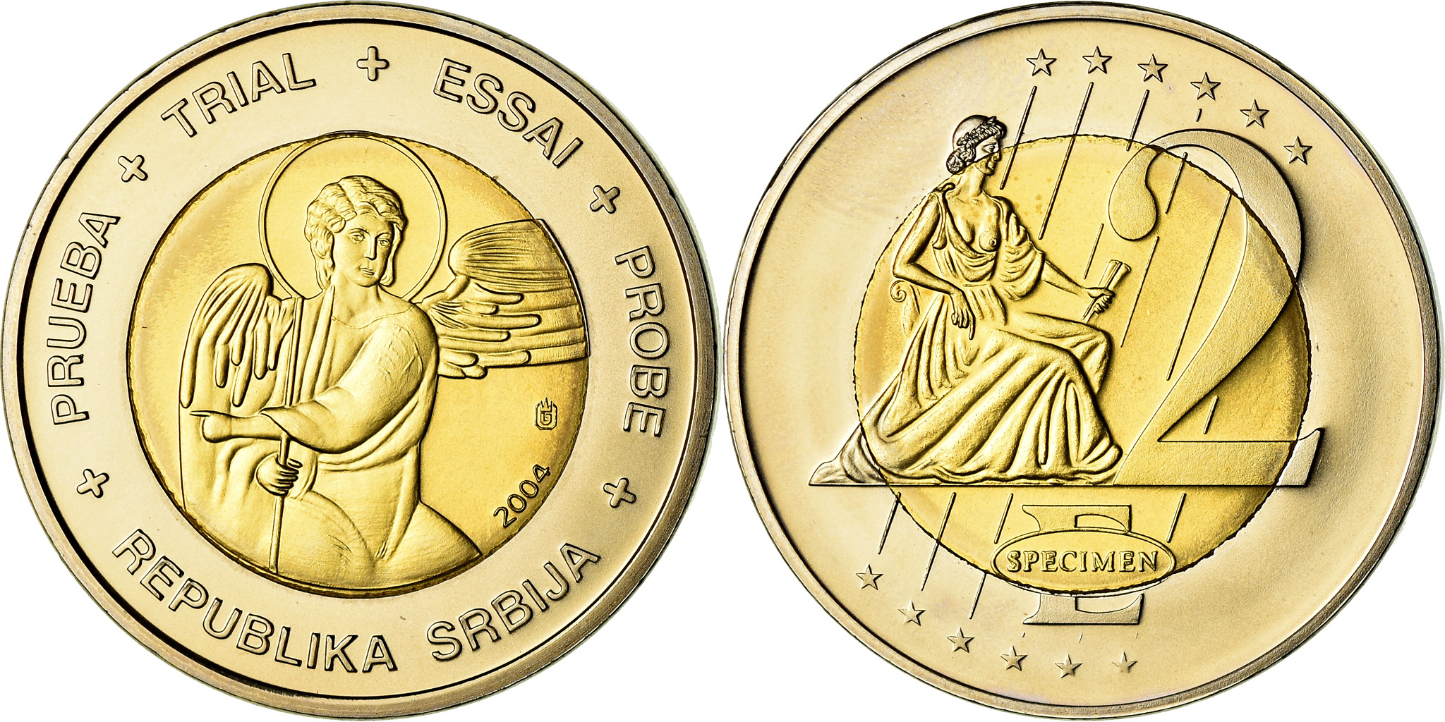 Serbia, 2 Euro, 2004, unofficial private coin, , Bi-Metallic | European  Coins