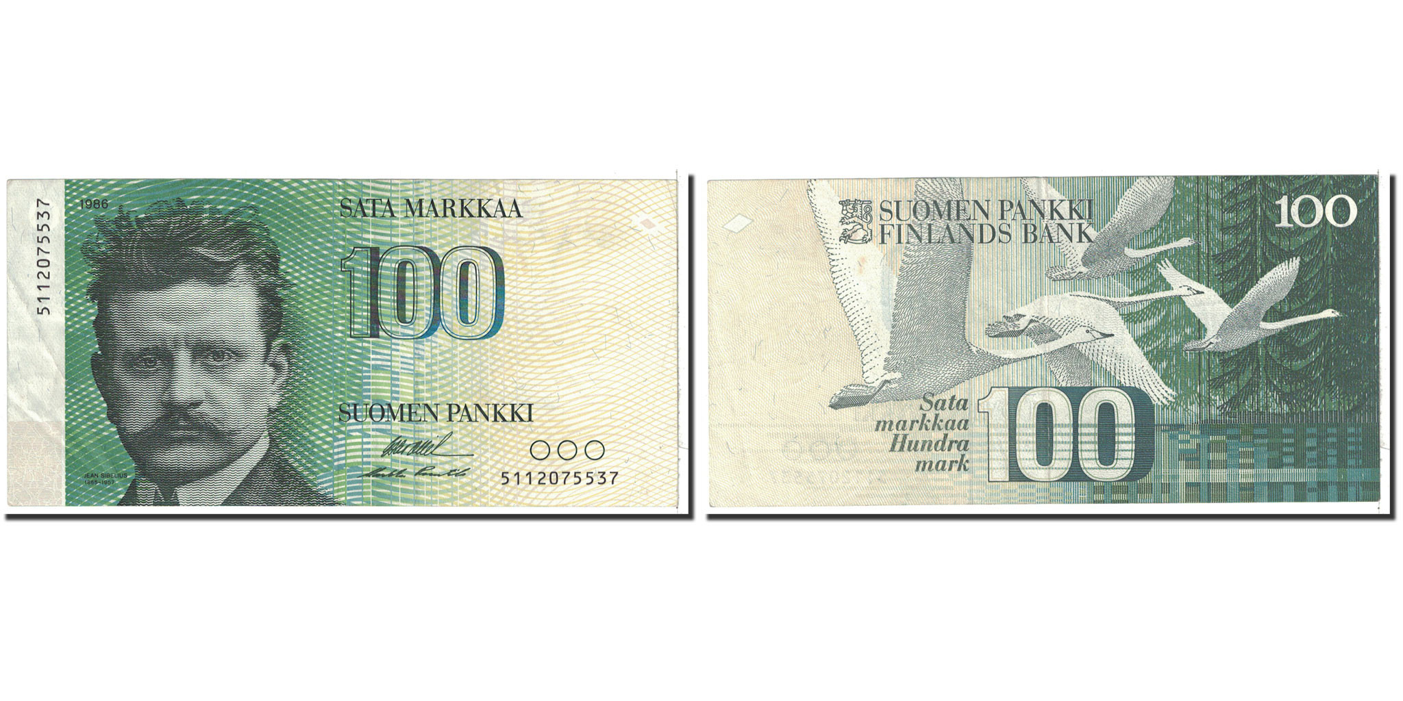 Finland, 100 Markkaa, 1986, KM:119, AU(50-53) | World Paper Money