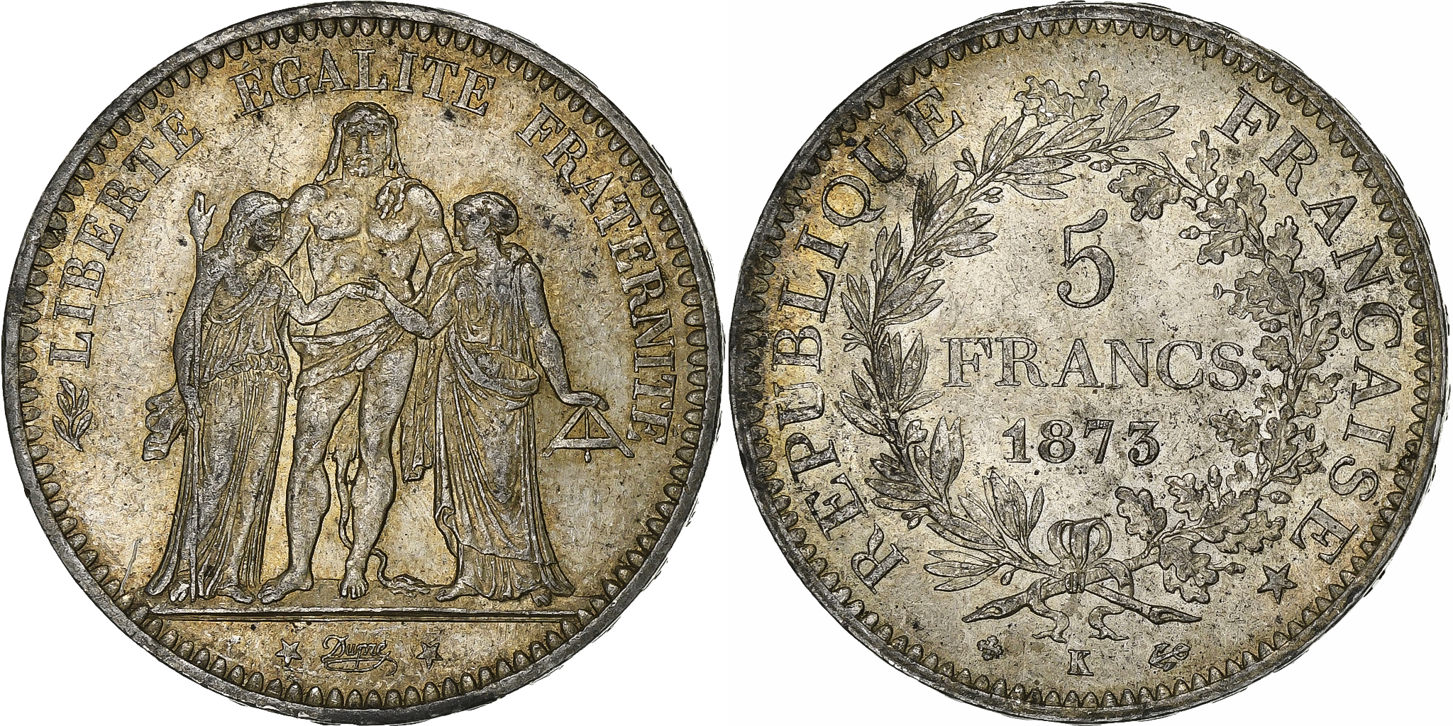 France, 5 Francs, Hercule, 1873, Bordeaux, Silver, , Gadoury:745a