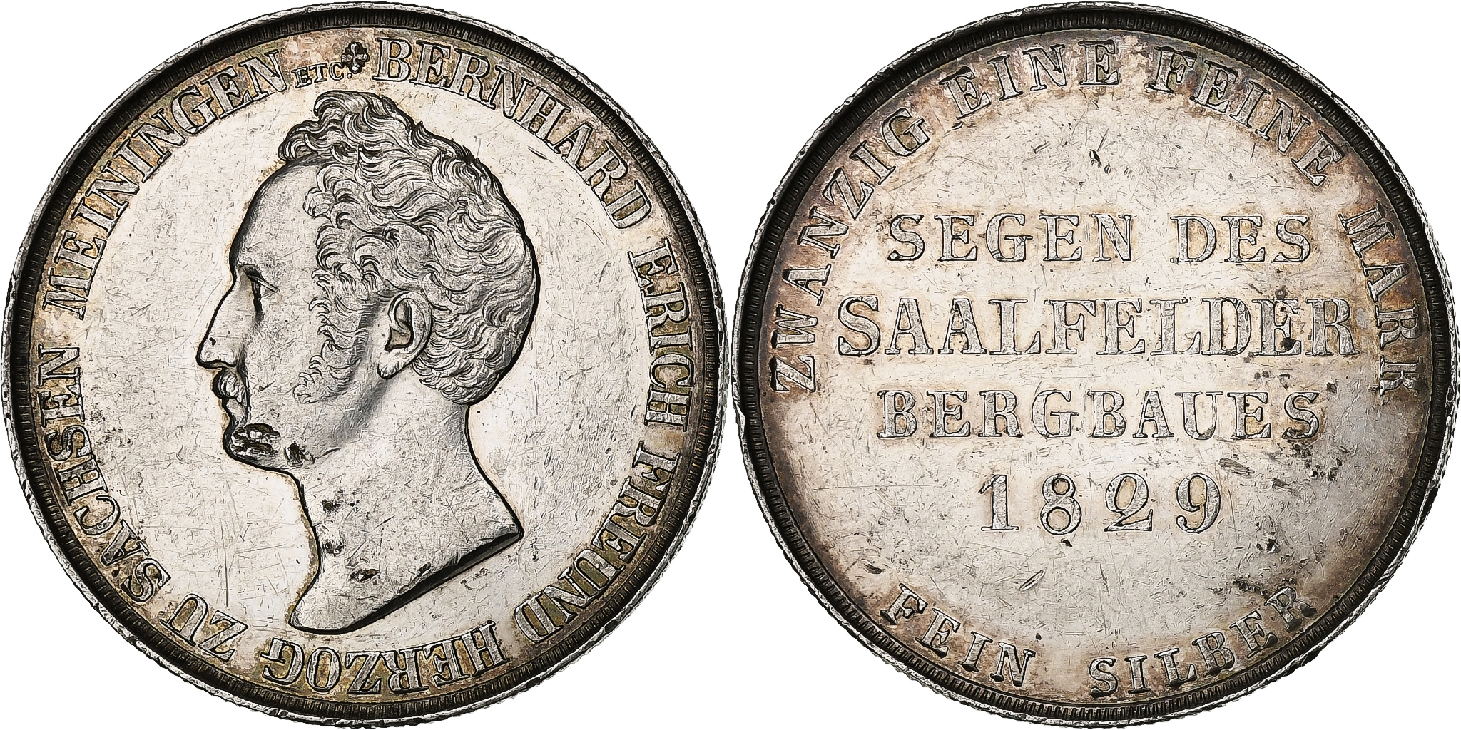 【希少】 2G / N.42 HildundK German States, SAXE-MEININGEN, Bernhard II, Gulden, 1829