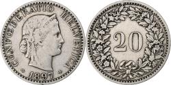 World Coins - Switzerland, 20 Rappen, Libertas, 1897, Bern, Nickel, , KM:29