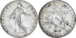 World Coins - Coin, France, Semeuse, 50 Centimes, 1909, Paris, , Silver, KM:854