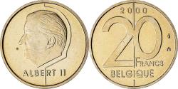 World Coins - Belgium, Albert II, 20 Francs, 20 Frank, 2000, série FDC,