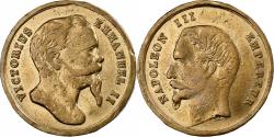 World Coins - France, Medal, Victor Emmanuel II, Napoléon III, Brass, Mantes,