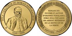 World Coins - France, Medal, Émile Zola, Gold plated silver, L'Histoire de France,